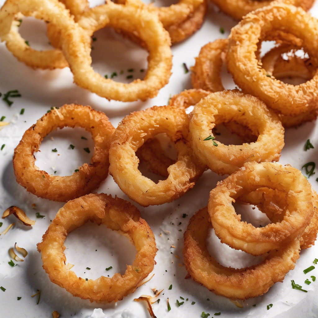 Aros de cebolla rebozados con harina de arroz