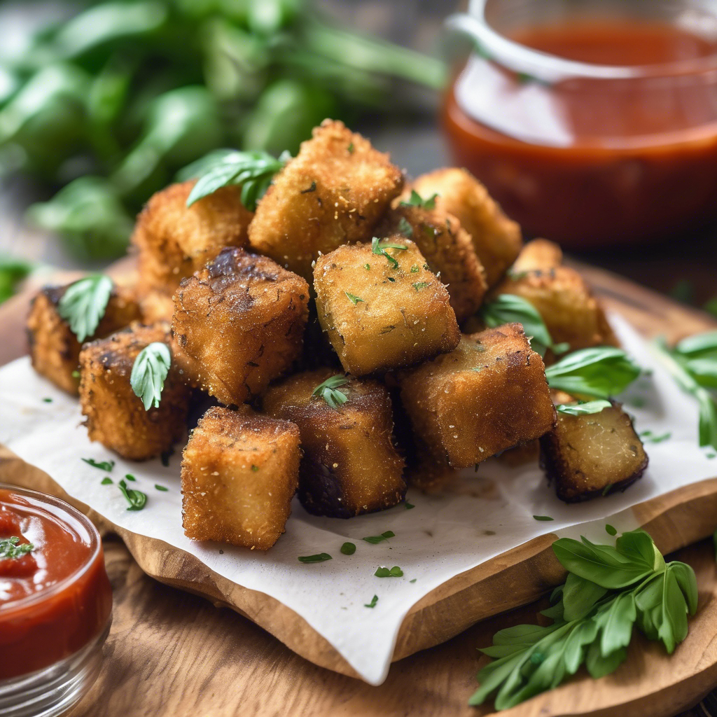 Berenjenas en cubos estilo parmesano vegano