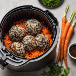 Bolitas de arroz salvaje, zanahoria y sésamo negro