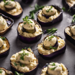 Canastitas de papa rallada con relleno de berenjena y tahini