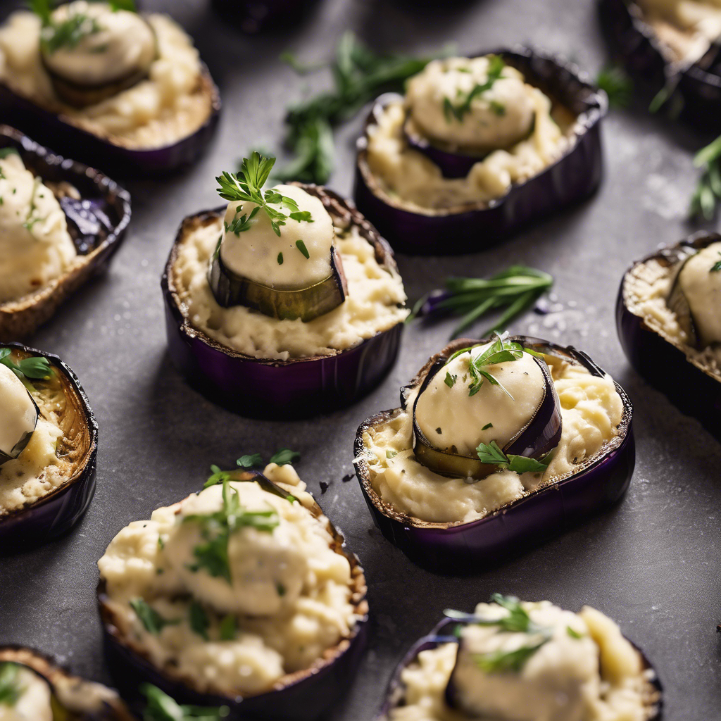 Canastitas de papa rallada con relleno de berenjena y tahini