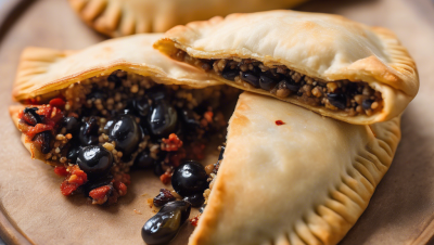 Empanadas de quinoa, aceitunas negras y tomates secos
