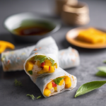 Envolturas crocantes de papel de arroz con mango y menta