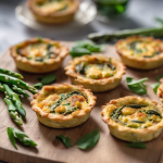 Mini quiches de garbanzo con espárragos y albahaca