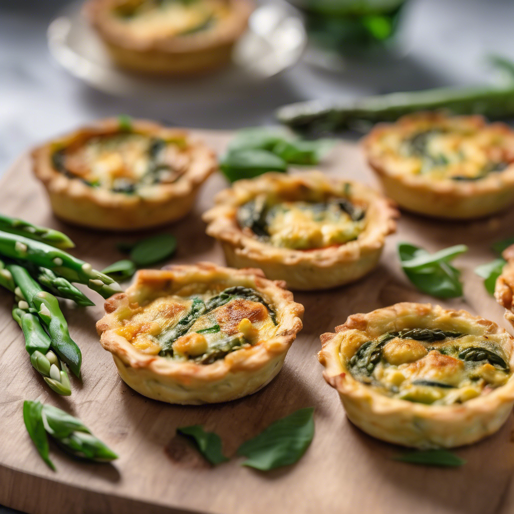 Mini quiches de garbanzo con espárragos y albahaca