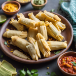 Mini tamales veganos crujientes con masa de maíz y vegetales