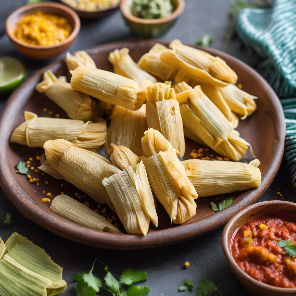 Mini tamales veganos crujientes con masa de maíz y vegetales