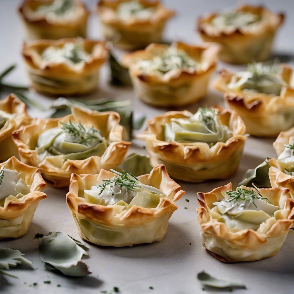 Mini tartaletas de masa filo con crema de alcachofas