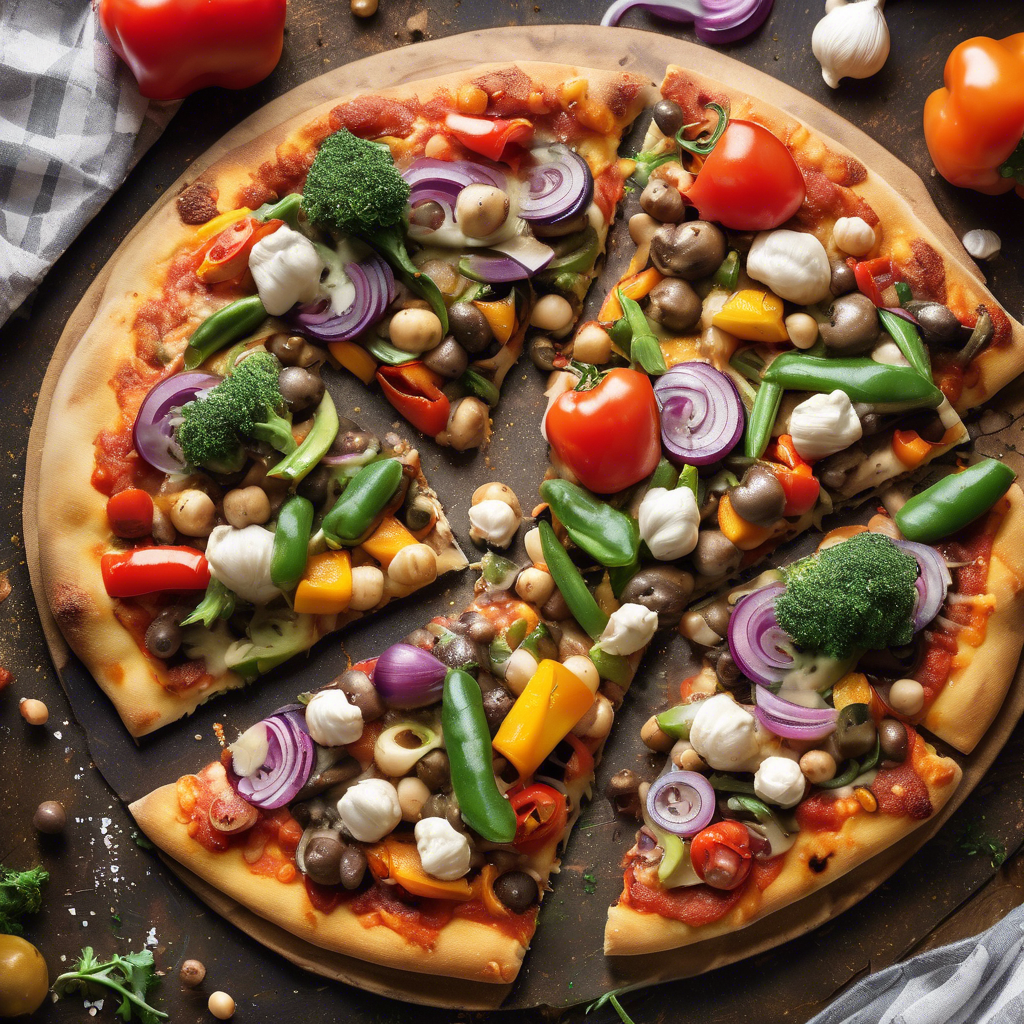 Pizza de base de garbanzos con vegetales