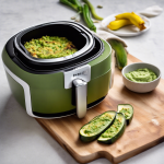 Puré de arvejas al ajo en capas horneadas con calabacín
