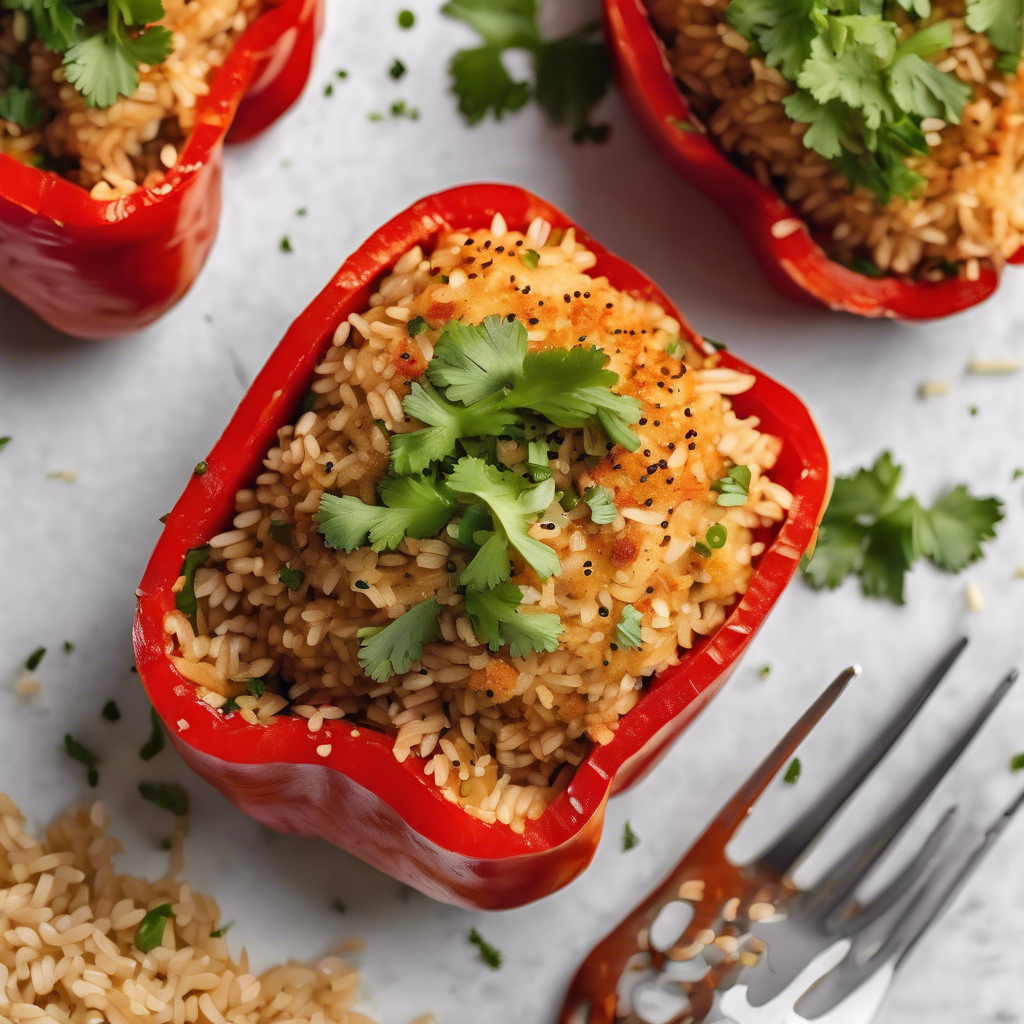 Rellenos de ajíes rojos con arroz integral y pasas