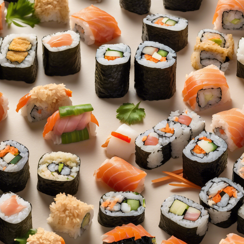 Rollitos de sushi dorados con arroz integral