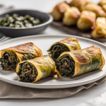 Rollos crujientes de acelga rellenos de trigo sarraceno