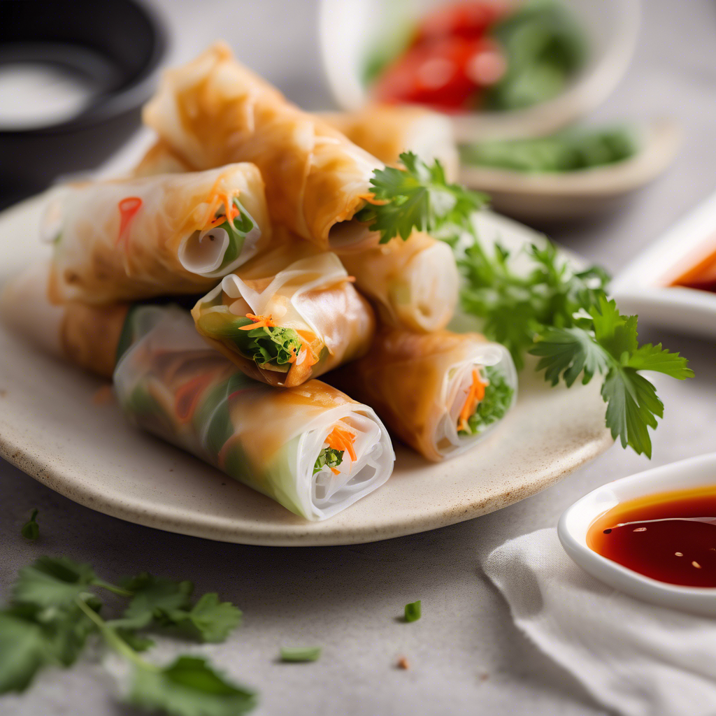 Rollos de arroz vietnamitas dorados
