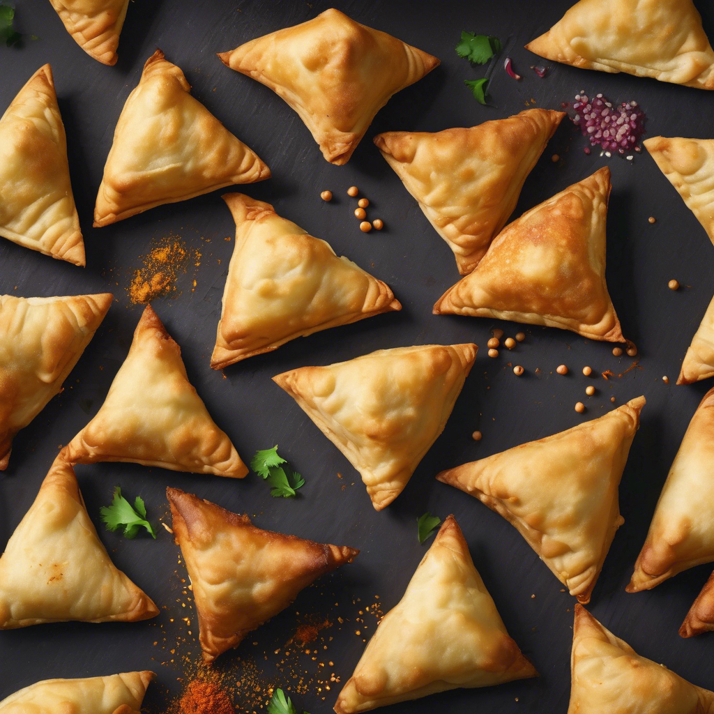 Samosas veganas rellenas de papa y chícharos con masala