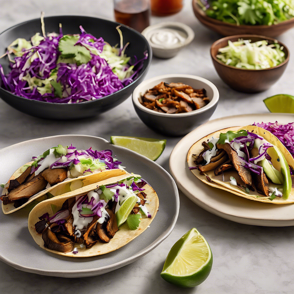 Tacos de portobello rebozado con ensalada de col
