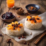 Tarta de arroz basmati con anís, zanahoria y uvas pasas