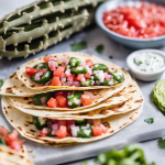 Tortillas mexicanas crujientes con nopales y pico de gallo