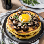 Tortitas de polenta con hongos salteados y tomillo