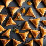 Triángulos de masa de lentejas rellenos de calabaza